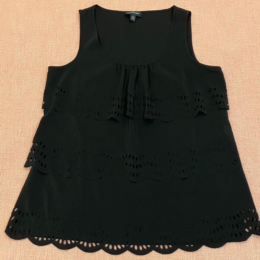 Tiered Black Sleeveless Tank Top